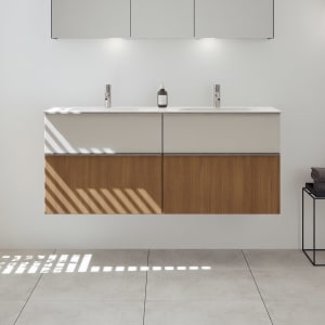 burgbad Fiumo 2.0 Mineralguss-Waschtisch mit Waschtischunterschrank 142 cm, mit Griff G0146