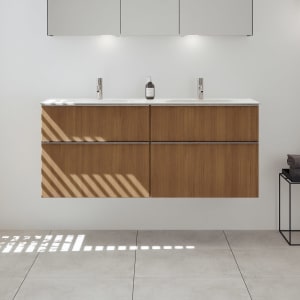 burgbad Fiumo 2.0 Mineralguss-Waschtisch mit Waschtischunterschrank 142 cm, mit Griff G0146