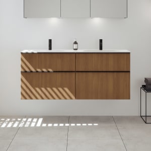 burgbad Fiumo 2.0 Mineralguss-Waschtisch mit Waschtischunterschrank 142 cm, mit Griff G0200