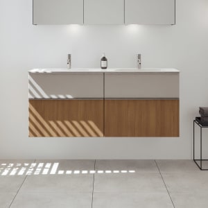 burgbad Fiumo 2.0 Mineralguss-Waschtisch mit Waschtischunterschrank 142 cm, mit Griff G0146