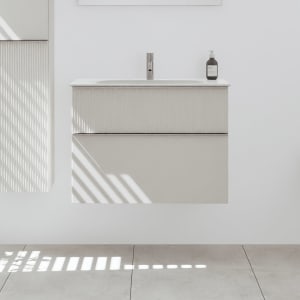 burgbad Fiumo 2.0 Mineralguss-Waschtisch mit Waschtischunterschrank 82 cm, mit Griff G0146