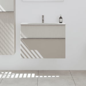 burgbad Fiumo 2.0 Mineralguss-Waschtisch mit Waschtischunterschrank 82 cm, mit Griff G0146