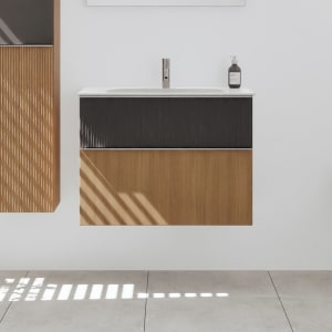 burgbad Fiumo 2.0 Mineralguss-Waschtisch mit Waschtischunterschrank 82 cm, mit Griff G0146