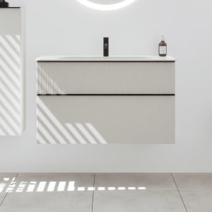 burgbad Fiumo 2.0 Mineralguss-Waschtisch mit Waschtischunterschrank 102 cm, mit Griff G0200