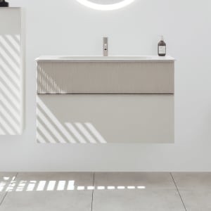 burgbad Fiumo 2.0 Mineralguss-Waschtisch mit Waschtischunterschrank 102 cm, mit Griff G0146