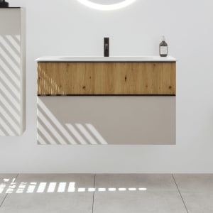 burgbad Fiumo 2.0 Mineralguss-Waschtisch mit Waschtischunterschrank 102 cm, mit Griff G0200