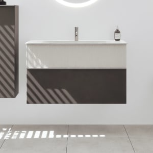 burgbad Fiumo 2.0 Mineralguss-Waschtisch mit Waschtischunterschrank 102 cm, mit Griff G0146