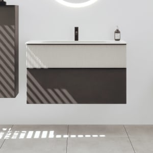 burgbad Fiumo 2.0 Mineralguss-Waschtisch mit Waschtischunterschrank 102 cm, mit Griff G0200