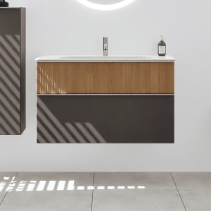 burgbad Fiumo 2.0 Mineralguss-Waschtisch mit Waschtischunterschrank 102 cm, mit Griff G0146