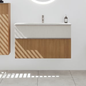 burgbad Fiumo 2.0 Mineralguss-Waschtisch mit Waschtischunterschrank 102 cm, mit Griff G0146