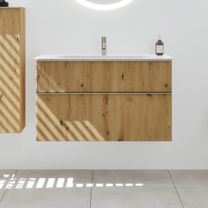 burgbad Fiumo 2.0 Mineralguss-Waschtisch mit Waschtischunterschrank 102 cm, mit Griff G0146