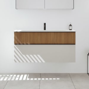 burgbad Fiumo 2.0 Mineralguss-Waschtisch mit Waschtischunterschrank 122 cm, mit Griff G0200