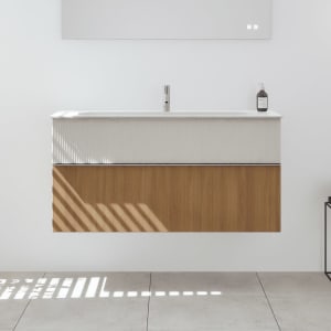 burgbad Fiumo 2.0 Mineralguss-Waschtisch mit Waschtischunterschrank 122 cm, mit Griff G0146