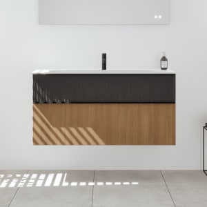 burgbad Fiumo 2.0 Mineralguss-Waschtisch mit Waschtischunterschrank 122 cm, mit Griff G0200