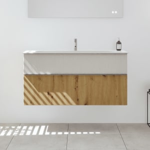 burgbad Fiumo 2.0 Mineralguss-Waschtisch mit Waschtischunterschrank 122 cm, mit Griff G0146