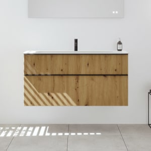 burgbad Fiumo 2.0 Mineralguss-Waschtisch mit Waschtischunterschrank 122 cm, mit Griff G0200