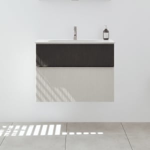 burgbad Fiumo 2.0 Mineralguss-Waschtisch mit Waschtischunterschrank 82 cm, mit Griff G0146