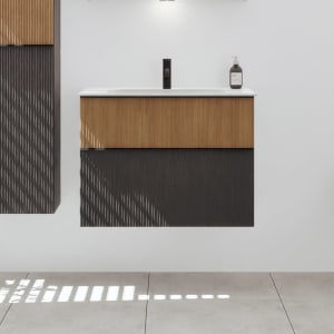 burgbad Fiumo 2.0 Mineralguss-Waschtisch mit Waschtischunterschrank 82 cm, mit Griff G0200