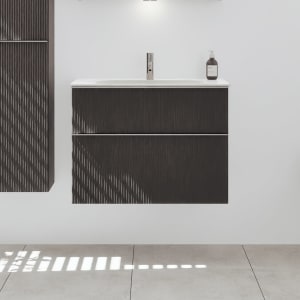 burgbad Fiumo 2.0 Mineralguss-Waschtisch mit Waschtischunterschrank 82 cm, mit Griff G0146