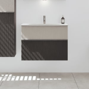 burgbad Fiumo 2.0 Mineralguss-Waschtisch mit Waschtischunterschrank 82 cm, mit Griff G0146