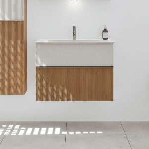 burgbad Fiumo 2.0 Mineralguss-Waschtisch mit Waschtischunterschrank 82 cm, mit Griff G0146