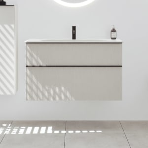 burgbad Fiumo 2.0 Mineralguss-Waschtisch mit Waschtischunterschrank 102 cm, mit Griff G0200