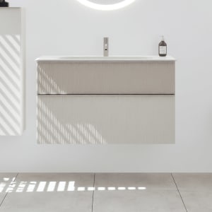 burgbad Fiumo 2.0 Mineralguss-Waschtisch mit Waschtischunterschrank 102 cm, mit Griff G0146