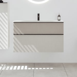 burgbad Fiumo 2.0 Mineralguss-Waschtisch mit Waschtischunterschrank 102 cm, mit Griff G0200