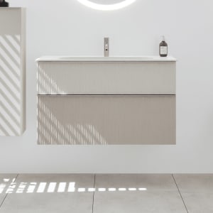 burgbad Fiumo 2.0 Mineralguss-Waschtisch mit Waschtischunterschrank 102 cm, mit Griff G0146