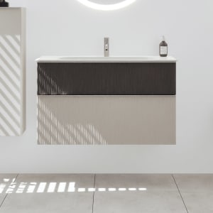 burgbad Fiumo 2.0 Mineralguss-Waschtisch mit Waschtischunterschrank 102 cm, mit Griff G0146