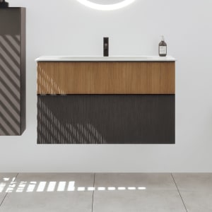 burgbad Fiumo 2.0 Mineralguss-Waschtisch mit Waschtischunterschrank 102 cm, mit Griff G0200