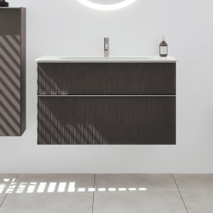 burgbad Fiumo 2.0 Mineralguss-Waschtisch mit Waschtischunterschrank 102 cm, mit Griff G0146