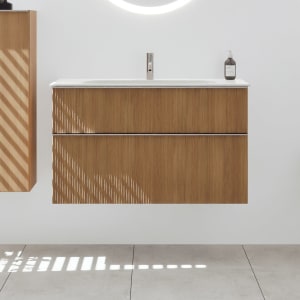 burgbad Fiumo 2.0 Mineralguss-Waschtisch mit Waschtischunterschrank 102 cm, mit Griff G0146