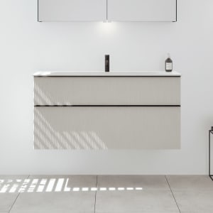 burgbad Fiumo 2.0 Mineralguss-Waschtisch mit Waschtischunterschrank 122 cm, mit Griff G0200