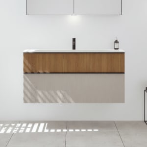 burgbad Fiumo 2.0 Mineralguss-Waschtisch mit Waschtischunterschrank 122 cm, mit Griff G0200