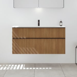 burgbad Fiumo 2.0 Mineralguss-Waschtisch mit Waschtischunterschrank 122 cm, mit Griff G0200