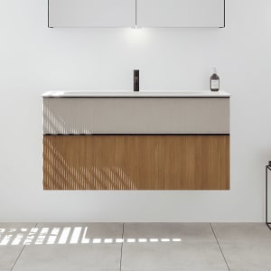 burgbad Fiumo 2.0 Mineralguss-Waschtisch mit Waschtischunterschrank 122 cm, mit Griff G0200