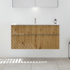 burgbad Fiumo 2.0 Mineralguss-Waschtisch mit Waschtischunterschrank 122 cm, mit Griff G0146