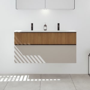 burgbad Fiumo 2.0 Mineralguss-Waschtisch mit Waschtischunterschrank 122 cm, mit Griff G0200