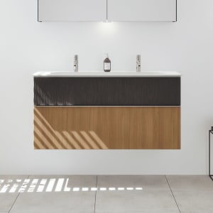 burgbad Fiumo 2.0 Mineralguss-Waschtisch mit Waschtischunterschrank 122 cm, mit Griff G0146