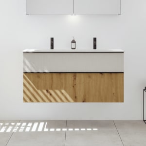 burgbad Fiumo 2.0 Mineralguss-Waschtisch mit Waschtischunterschrank 122 cm, mit Griff G0200