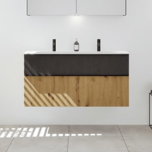 burgbad Fiumo 2.0 Mineralguss-Waschtisch mit Waschtischunterschrank 122 cm, mit Griff G0200