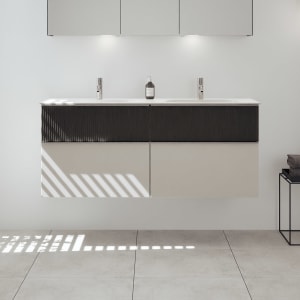 burgbad Fiumo 2.0 Mineralguss-Waschtisch mit Waschtischunterschrank 142 cm, mit Griff G0146