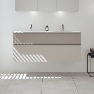 burgbad Fiumo 2.0 Mineralguss-Waschtisch mit Waschtischunterschrank 142 cm, mit Griff G0146