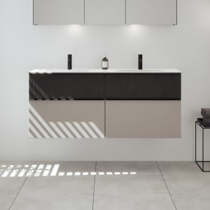 burgbad Fiumo 2.0 Mineralguss-Waschtisch mit Waschtischunterschrank 142 cm, mit Griff G0200