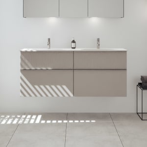 burgbad Fiumo 2.0 Mineralguss-Waschtisch mit Waschtischunterschrank 142 cm, mit Griff G0146