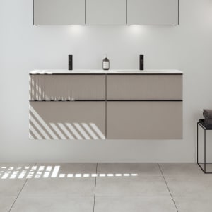 burgbad Fiumo 2.0 Mineralguss-Waschtisch mit Waschtischunterschrank 142 cm, mit Griff G0200