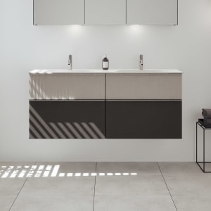 burgbad Fiumo 2.0 Mineralguss-Waschtisch mit Waschtischunterschrank 142 cm, mit Griff G0146