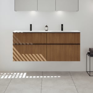 burgbad Fiumo 2.0 Mineralguss-Waschtisch mit Waschtischunterschrank 142 cm, mit Griff G0200