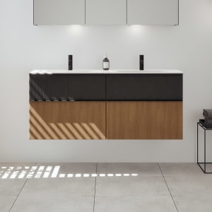 burgbad Fiumo 2.0 Mineralguss-Waschtisch mit Waschtischunterschrank 142 cm, mit Griff G0200